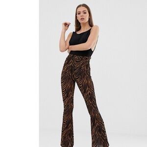 Zebra Print Flared Pants